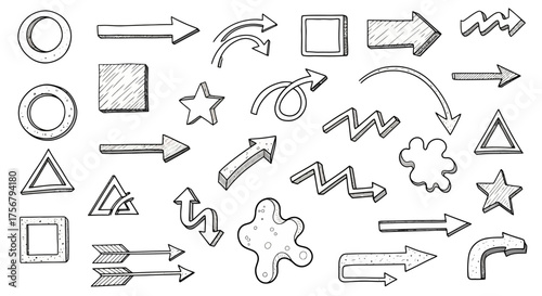 Collection of Hand-Drawn Arrows and Shapes Icons for Design and Presentation