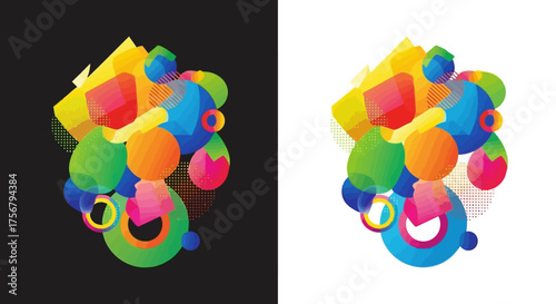 Abstract Geometric Composition in Vivid Colors A Modern and Dynamic Design with Shapes and Forms