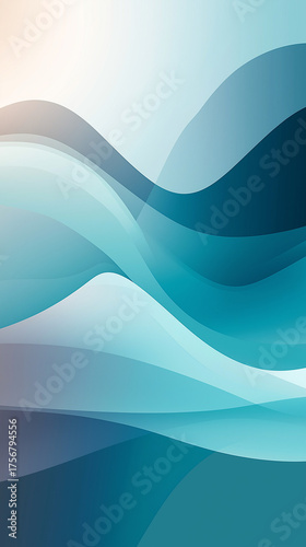 Abstract wave background in teal and blue gradient layers