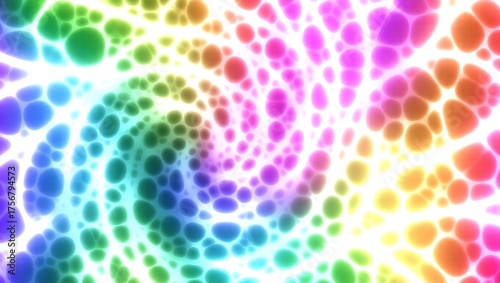 Vibrant Rainbow Spiral of Glowing Psychedelic Circles.