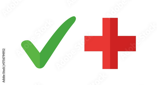 Green Check Mark and Red Plus Sign Icons.