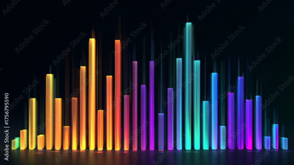 Obraz premium Abstract Neon Rainbow Bars: Vibrant, Energetic, Data Visualization Background