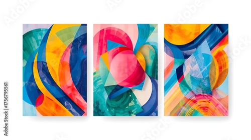 Lucid Origin Three Vibrant Abstract Posters with the Effect of 3 – Picsart AI Image Enhancer