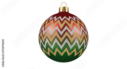 Festive Chevron Christmas Ornament A Colorful and Textured Holiday Decoration for Celebrations