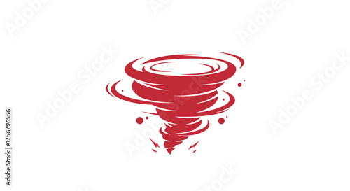Dynamic red tornado swirl isolated on white energetic vortex motion abstract weather phenomenon isolated on white background