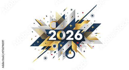 2026 Celebration Sparkle Abstract Geometric New Year's Design