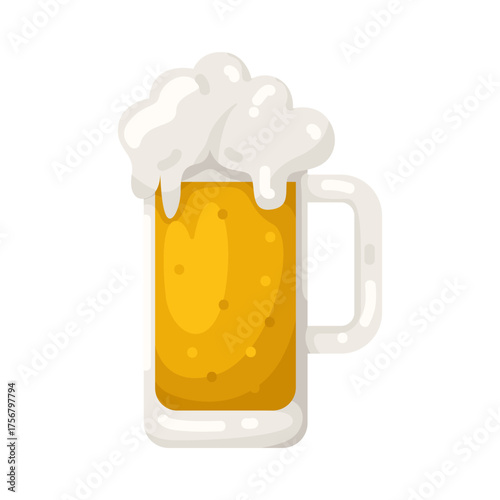 Illustration of Mug of Beer with Frothy Head