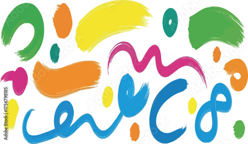 Vibrant abstract shapes and swirls expressing joyful creativity in bright colors vector