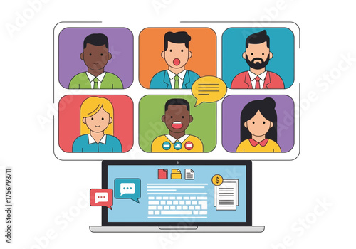 Online meeting group diverse individuals mobile device communication