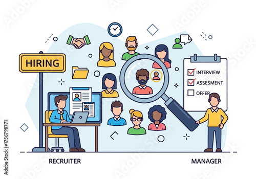 People searching data information vector illustration