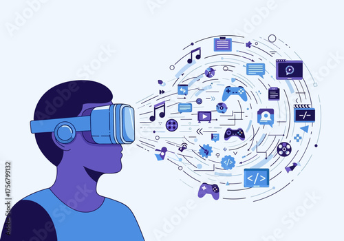 Virtual reality user immersive experience illustrated