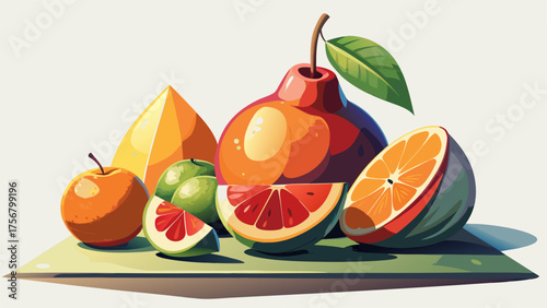 Assorted Fresh Fruits Isolated on White — Hyper Realistic Composition with Soft Shadows and Vibrant Natural Colors