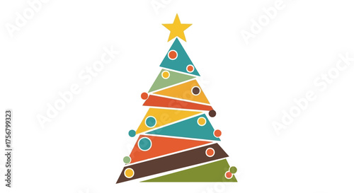 Colorful Abstract Christmas Tree with Star Topper.