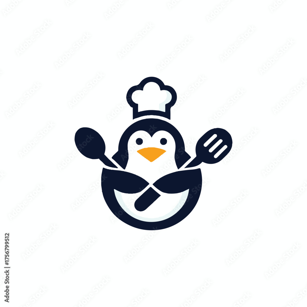 Fototapeta premium Penguin Cooking Logo