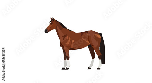 A Majestic Brown Horse Standing Proudly in a Studio Setting.