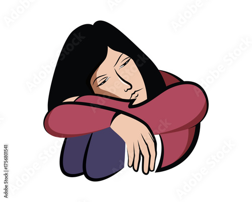 Depressed and Sad Woman Illustration