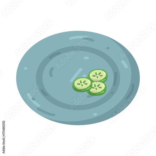 Illustration of Sliced Cucumbers on Plate