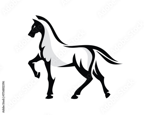 Standing Horse with Charming and Graceful Gesture Silhouette