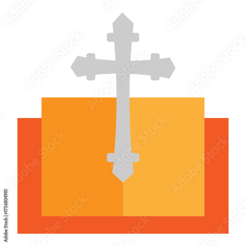 Bible Cross Vector Flat Icon Design