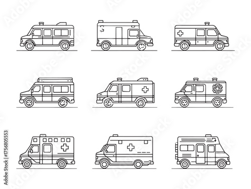 Ambulance Van Line Art Life Saving Vehicle