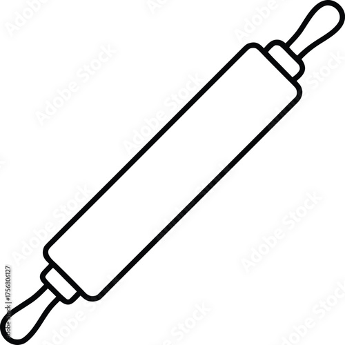 Minimal rolling pin kitchen utensil line art isolated on white background
