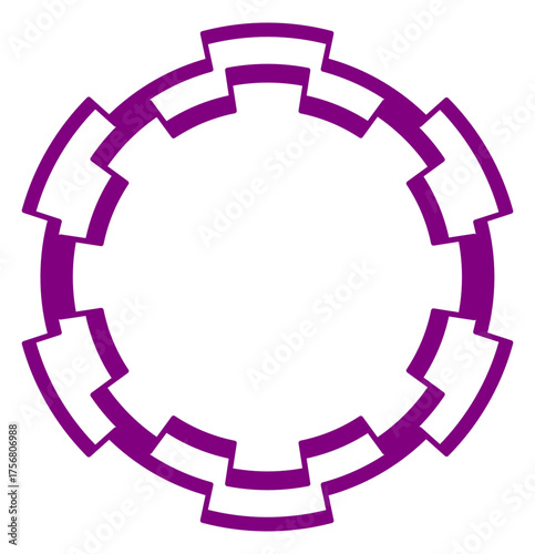 Modern Circular Tech Gear Frame Icon, Abstract Purple Ring Mechanical Interface Symbol, Hi-Tech Digital Element for Business, Logo, Template Design, Engineering, Futuristic Technology Concept 