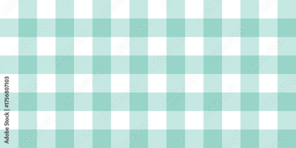 Fototapeta premium Teal gingham checkered pattern background. Soft pastel teal plaid pattern. Seamless teal and white check design. Sweet vintage picnic tablecloth aesthetic.