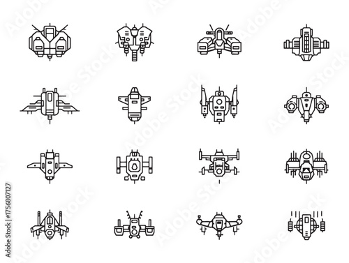 Asteroid Miner Ship Line Art Galactic Adventure