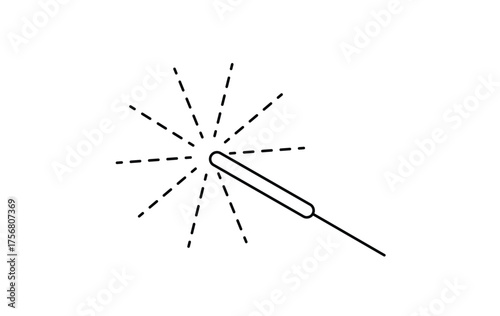 Diwali sparkler fireworks outline icon, vector illustration on transparent background.