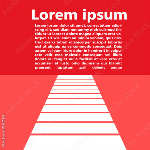 Red Pathway and Text Layout Template — Follow the Path to Business Opportunities, Visionary Leadership, and Career Growth Concept Symbolizing Ambition, Motivation, and Long Road to Success