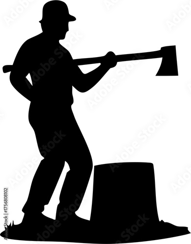 Lumberjack Silhouette Vector – Woodcutter, Axe, Forest Worker, Logging Design