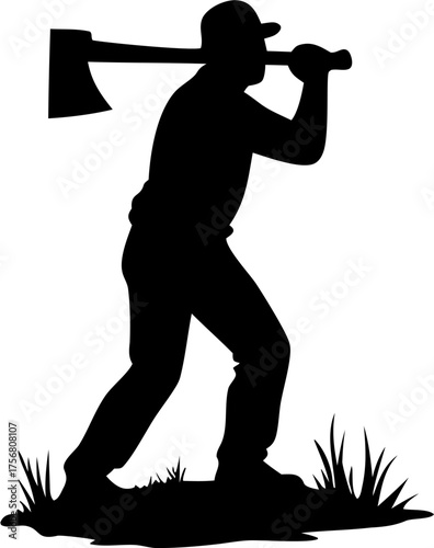 Lumberjack Silhouette Vector – Woodcutter, Axe, Forest Worker, Logging Design