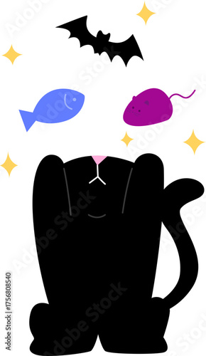 할로윈 검은 고양이 박쥐 생쥐 반짝별