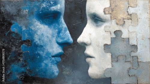 Artistic Representation of Connection and Disconnection Between Faces