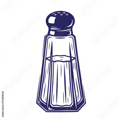 Detailed line art illustration of a salt shaker isolated on a clean white background