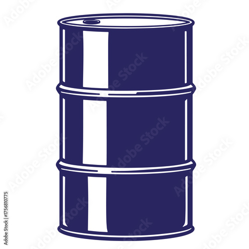 Detailed vector illustration of a blue oil barrel suitable for industrial and commercial concepts