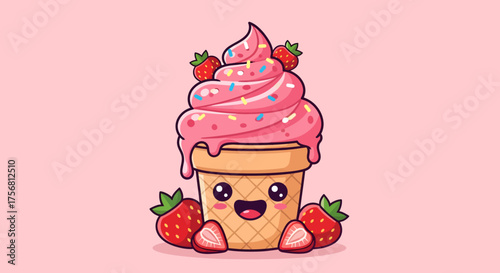 Seamless vector pattern of red and pink popsicles on a pastel background.