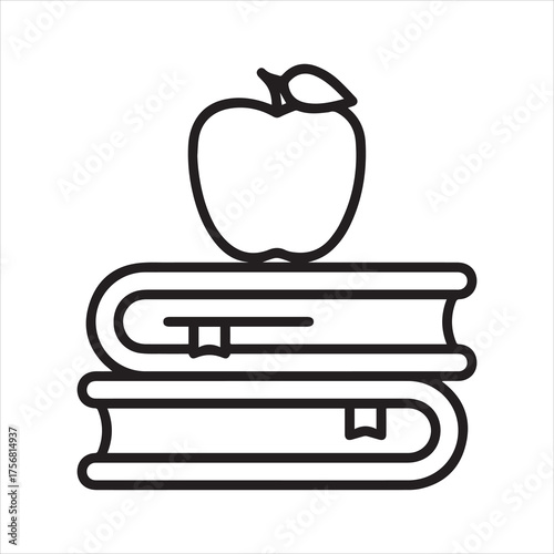 Icon of a stack of textbooks and an apple on top