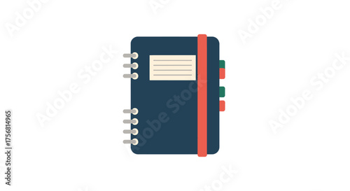 Illustrated minimalist diary graphic with spiral binding and page indexing design