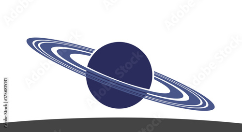 Stylized depiction of a ringed planet orbiting in the cosmos against a minimal backdrop