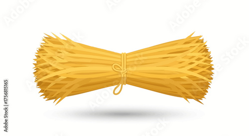 Golden hay bale illustration: Symbol of autumn harvest and rural countryside charm on white backdrop