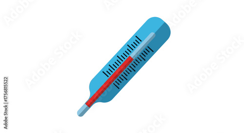 Stylized illustration of a thermometer indicating elevated temperature level for healthcare related