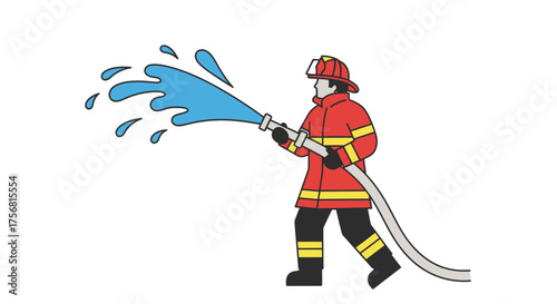 A fireman bravely battles the blaze, wielding a powerful water hose to extinguish flames