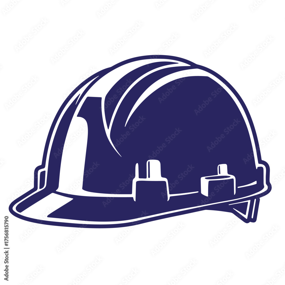 Fototapeta premium Silhouette illustration of a protective hard hat essential for construction safety