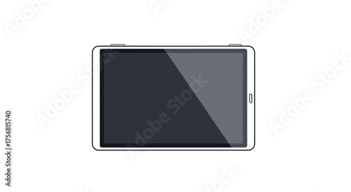 Flat design tablet device illustration with sleek screen and minimalist aesthetic representation