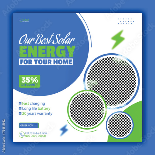 Modern Solar Energy Business Promotion Social Media Post Template Design