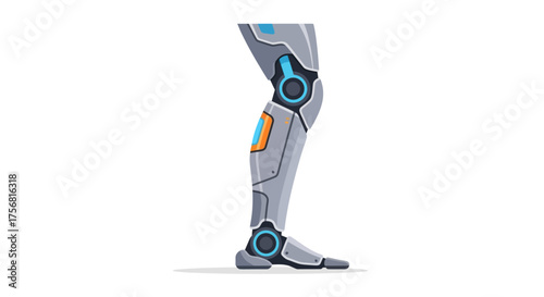 Futuristic Robotic Leg Design: Isolated illustration showcasing advanced prosthetic technology and