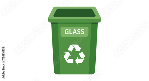 Green glass recycling bin symbol isolated, reflecting environmental awareness for waste reduction