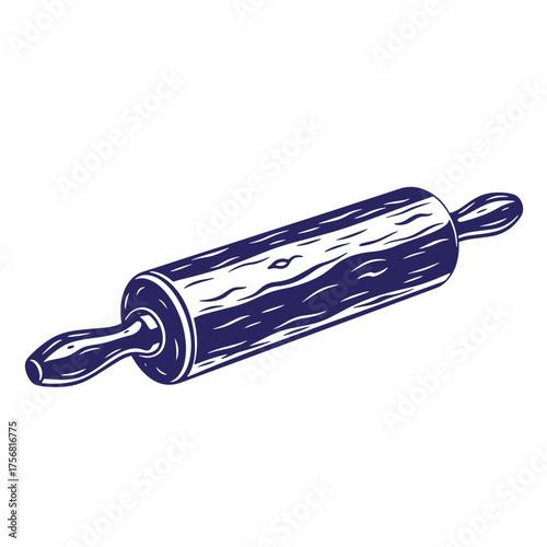 Vector illustration of a wooden rolling pin for baking and creating pastry dough