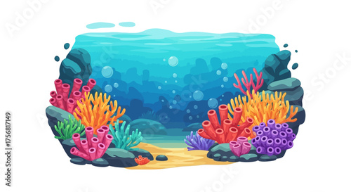 Vibrant underwater ecosystem teeming with coral reefs, fish, and marine biodiversity